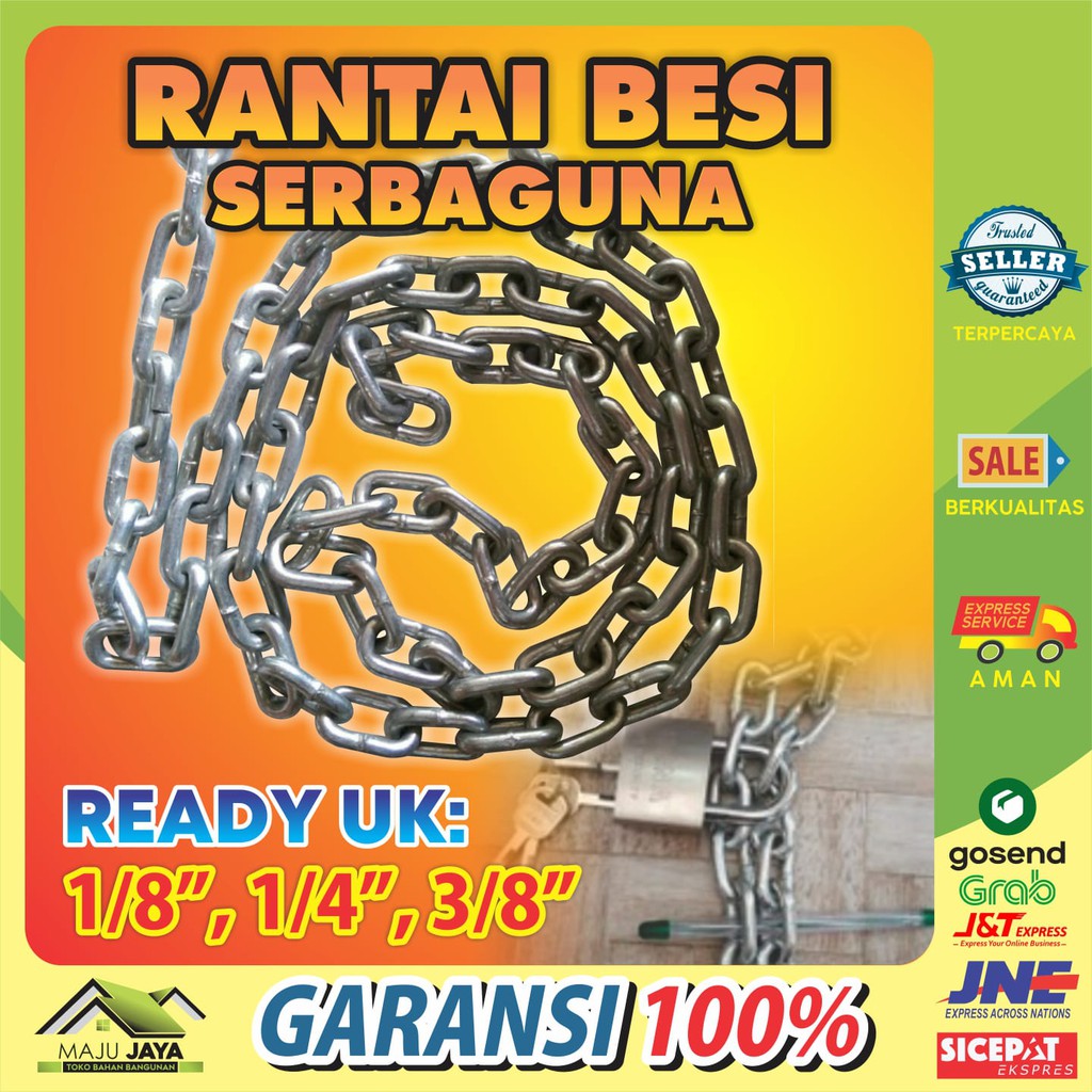 RANTAI PAGAR RUMAH RANTAI KAPAL RANTAI MOBIL MOTOR BAJA 1/8 1/4 3/8" INCH HARGA PER METER