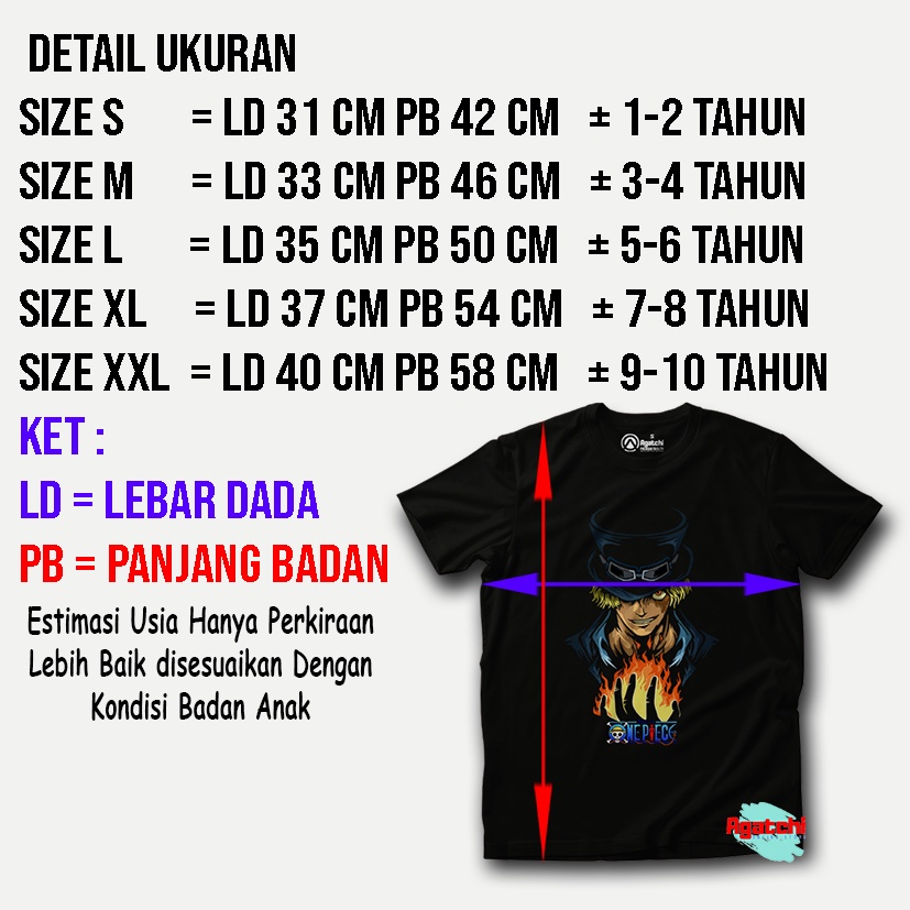 Baju Kaos Atasan Anak Laki-Laki Agatchi Sabo Detuk - One Piece