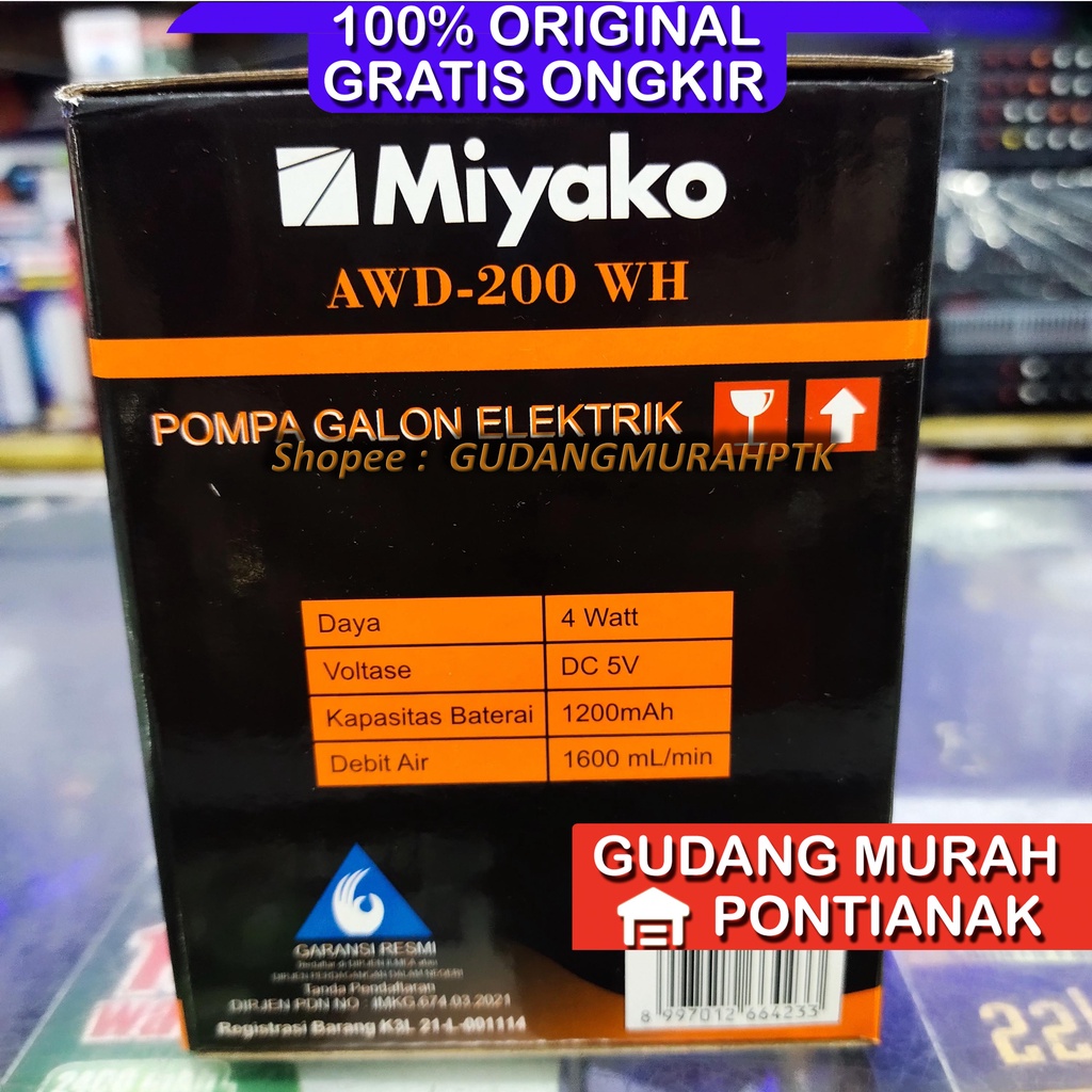 Pompa Galon Elektrik Miyako AWD 200 WH BERGARANSI 1 TAHUN ORIGINAL Putih