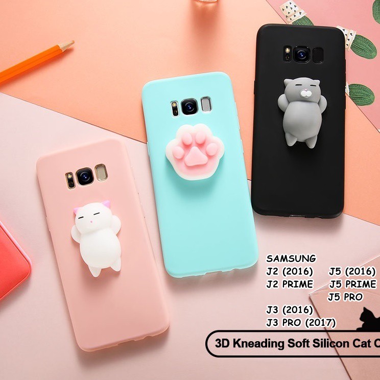 FOR SAMSUNG GALAXY J2 2016, j3 2016, J3 PRO, J5 PRIME, J5 PRO -SQUISHY LAZY CAT SOFT CASE CASING