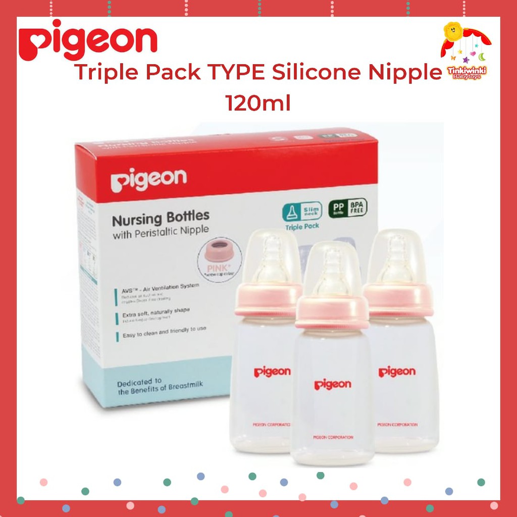 Pigeon Triple Pack TYPE Silicone Nipple 120ml