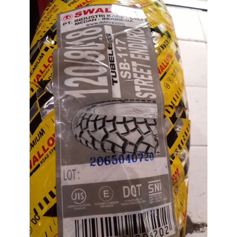Ban Swallow 120/80-18 SB117 Tubeless