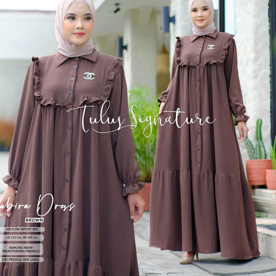 Produk ada gamis wanita kekinian ld 130 afwa maxy dress motif polos kancing hidup mat airflow ori tu