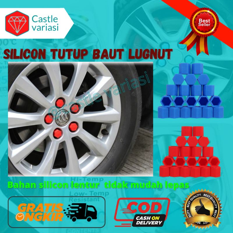 Tutup Baut Silikon tutup baut mobil Lugnut Velg Silicone Car Wheel Cover Hub Screw berwarna