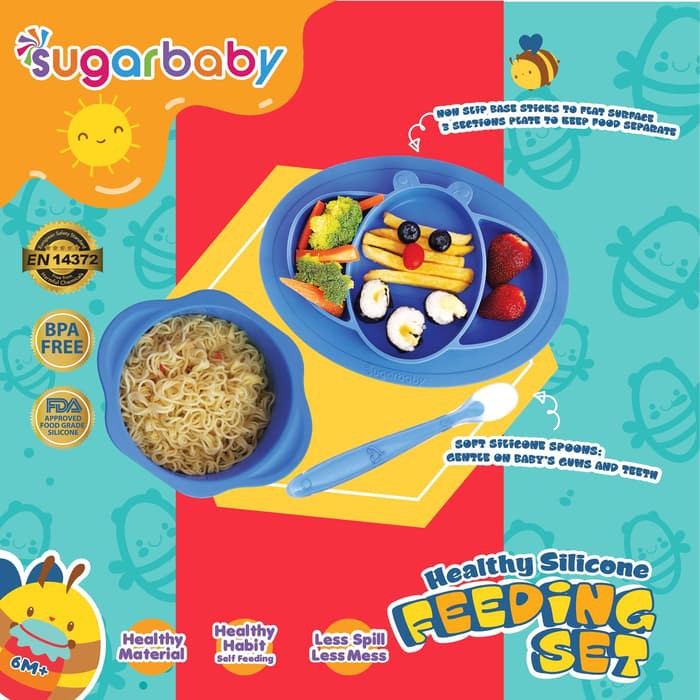 Makassar! Feeding / Piring Makan Healthy Silicone Sugar Baby ( 3 PCS )