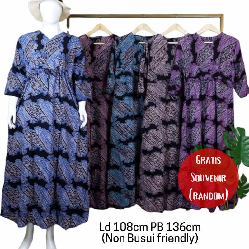 Sekdress Kamilia Batik Mahoni / Longdress Daster Huza lengan panjang Grosir halus murah Pekalongan