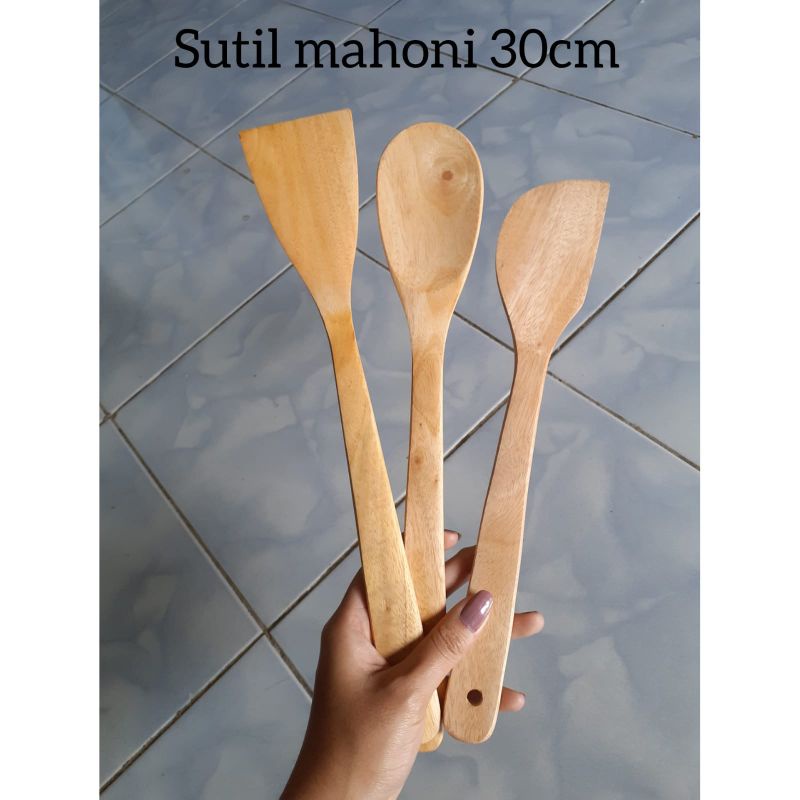 Sutil Kayu / eros kayu / sodet kayu / spatula Kayu MAHONI &amp; PINUS Panjang 30cm