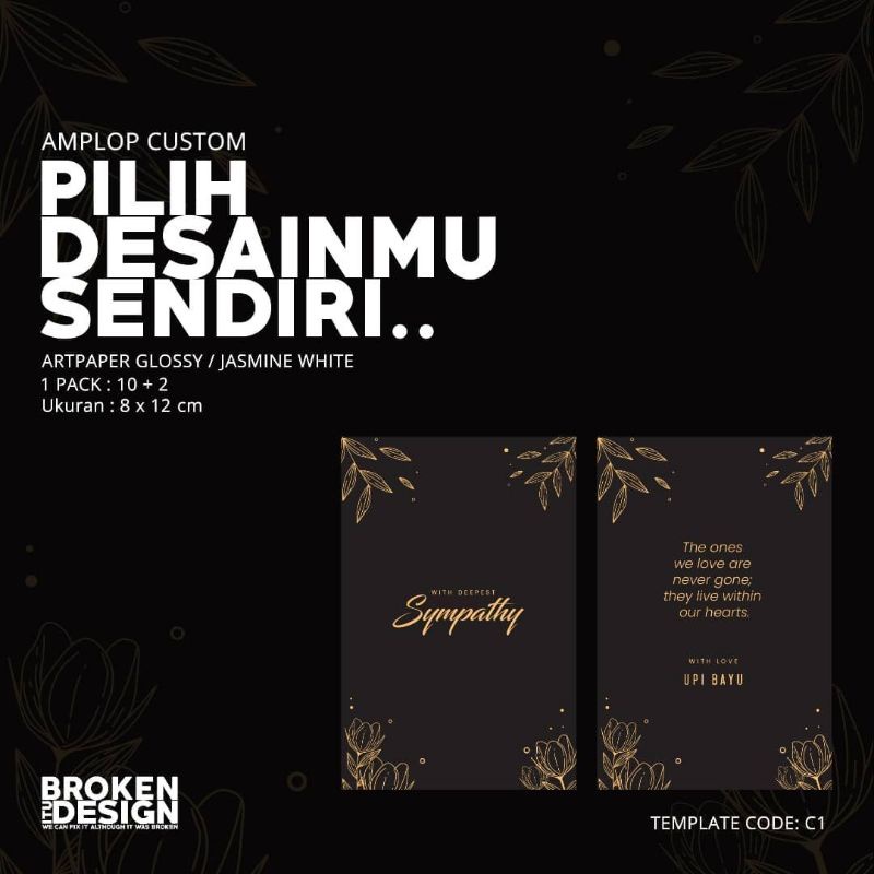 

Amplop Custom Duka cita / Angpau belasungkawa seri C001