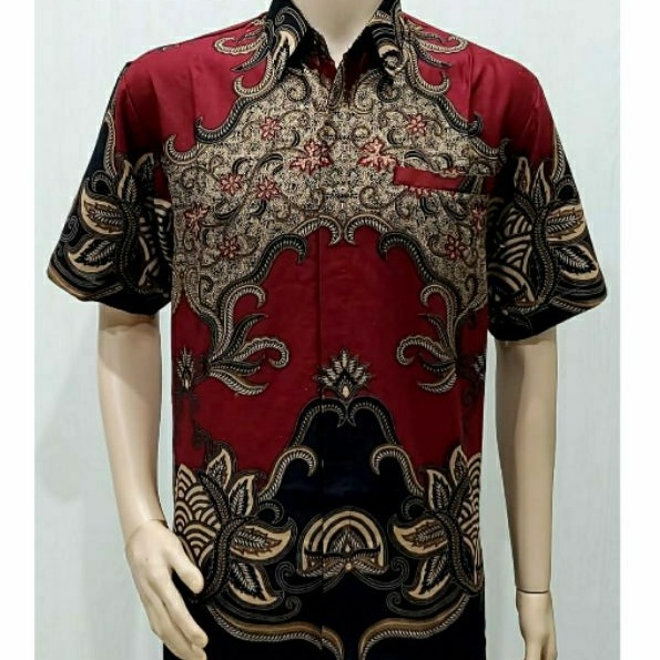 Kemeja Hem Batik Pria Jumbo Big Size XXXXL Lengan Pendek 4L-5L Baju Batik Pria Modern VV-Mrh