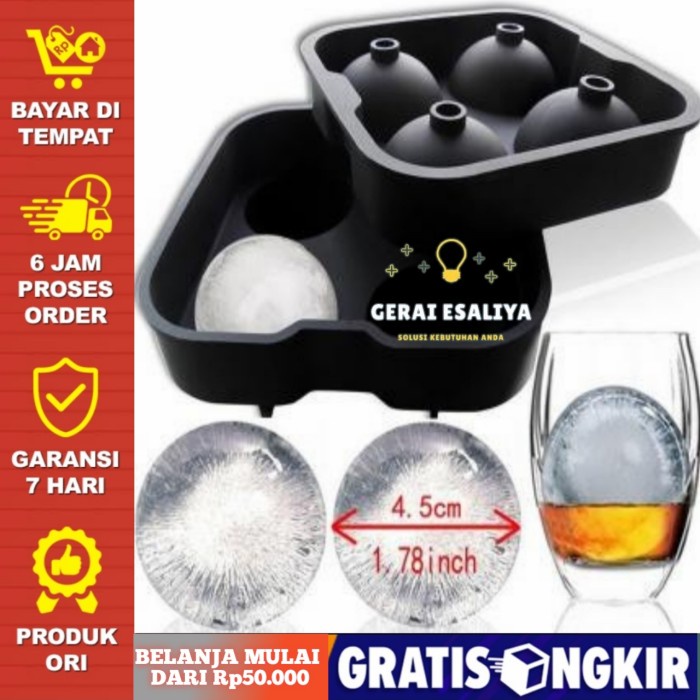 Cetakan Es Batu Bola Bahan Silicone 4 Hole Untuk Cafe