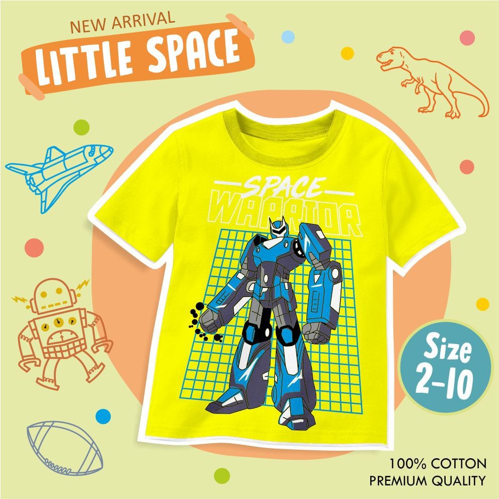 KAOS ANAK LAKI LAKI MOTIF DINO &amp; ROBOT USIA 2-10 TAHUN