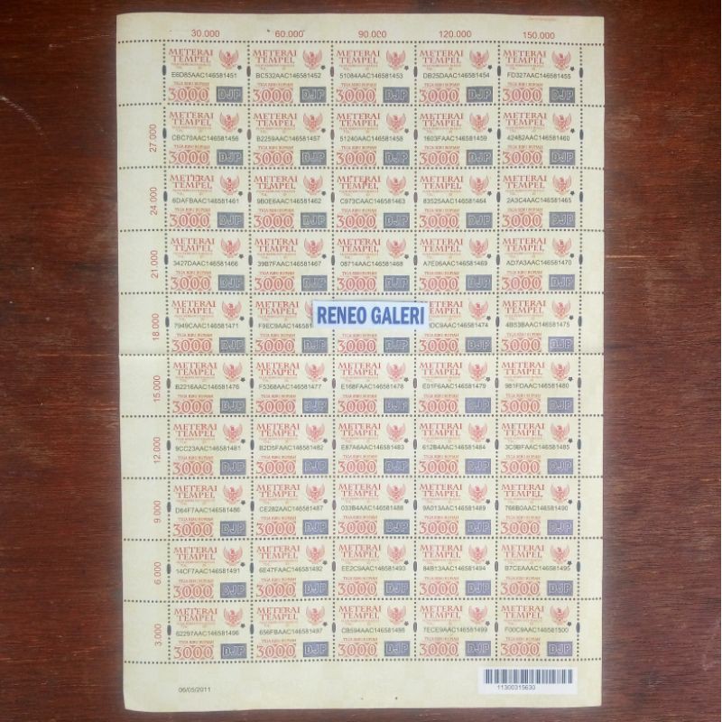 

Materai Tempel DJP Lembaran Rp 3000 Rupiah isi 50 biji tahun 2009-2010-2011-2012-2013-2014-2015