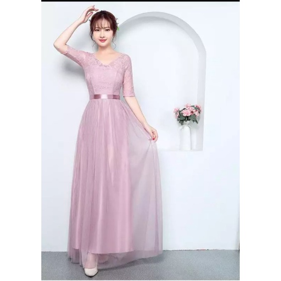 Preloved gaun dusty pink