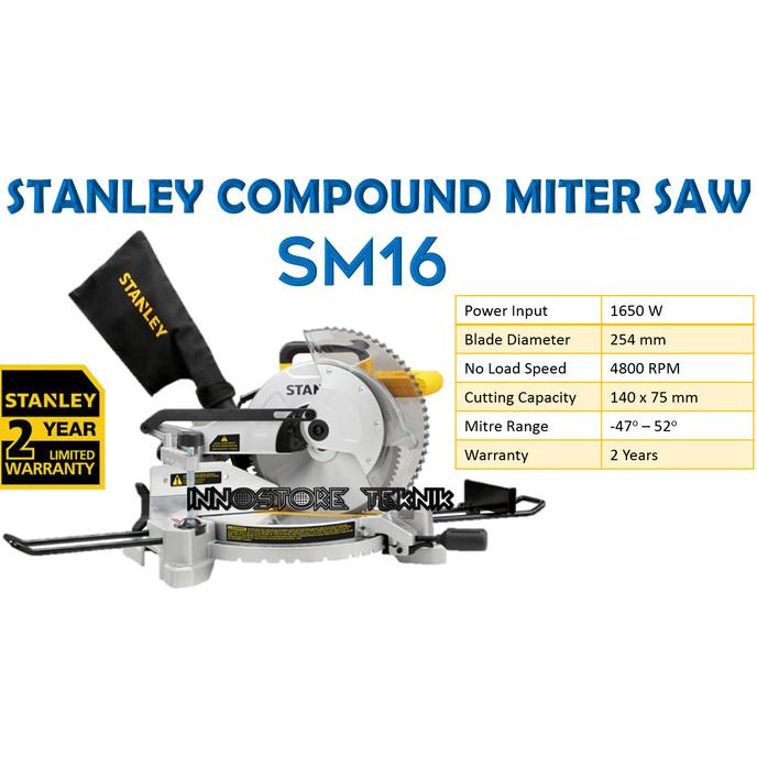 Mesin Gergaji Compound Miter Saw 10" Stanley Sm16 Sm 16