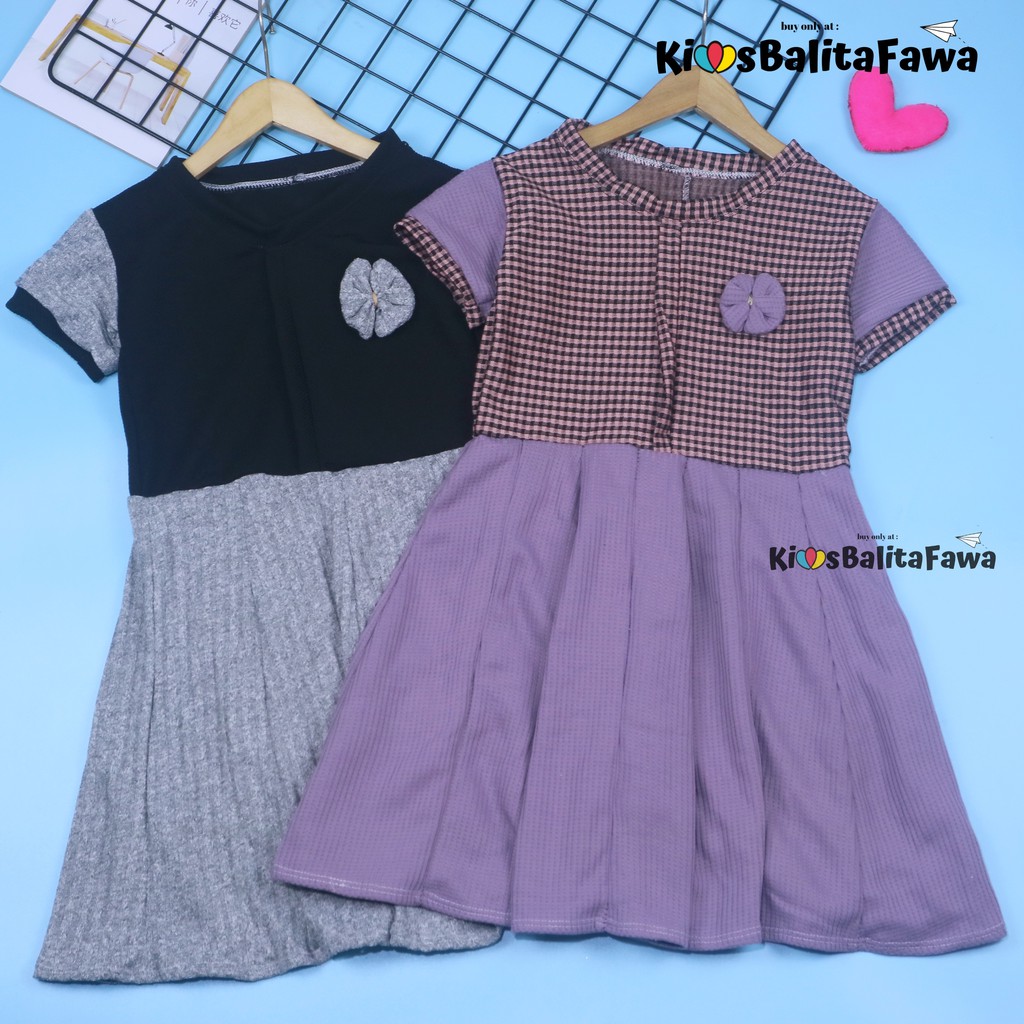 Dress Maudy Size 5-6 Tahun / Dres Anak Perempuan Murah Baju Cewek Gaun Lengan SD Pesta Import