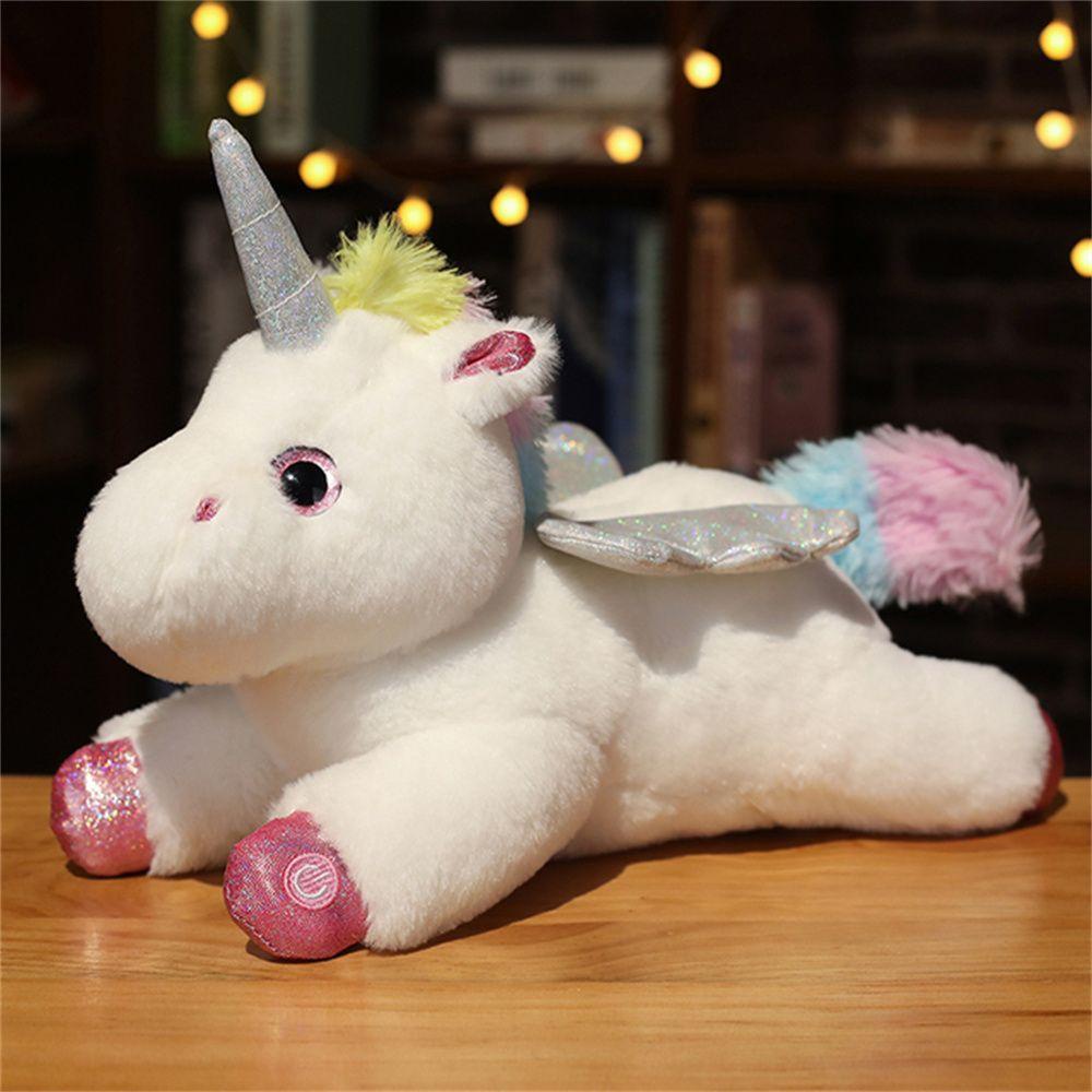 Lanfy LED Unicorn Boneka Mainan Warna-Warni 38 cm Boneka Binatang Glowing Boneka Mainan Dekorasi Unicornio Kuda Mainan