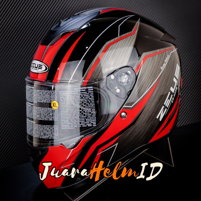 ZEUS HELM ZS822B / BLACK AO21 RED / ZS822 FULL FACE