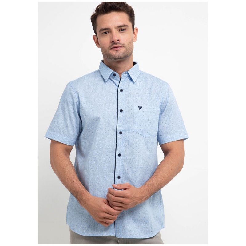 Kemeja WALRUS STUDIO Original Motif Abstrak Biru muda