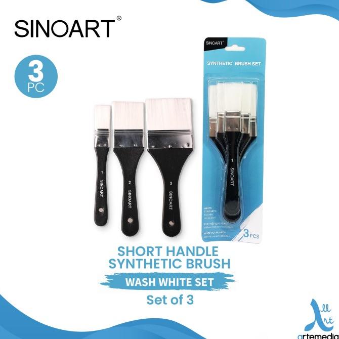 

Kuas Lukis Sinoart Set 3 Wash White Synthetic Brush Short Handle