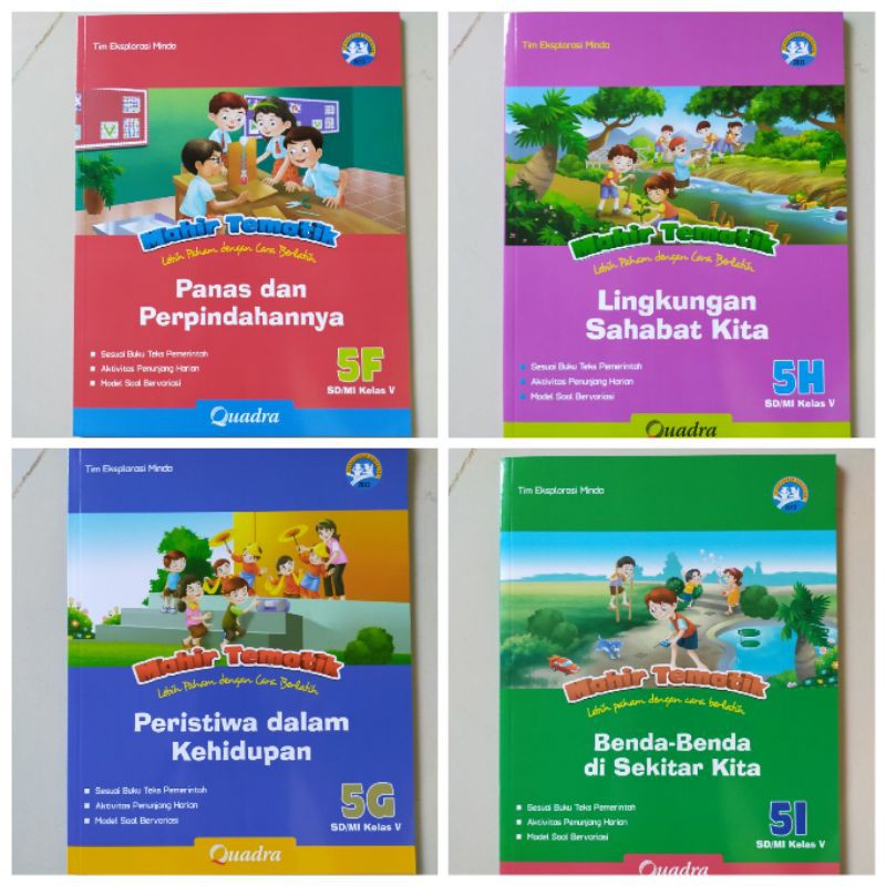 ORI satu paket buku mahir tematik K13 Quadra kelas 5 FGHI semester 2