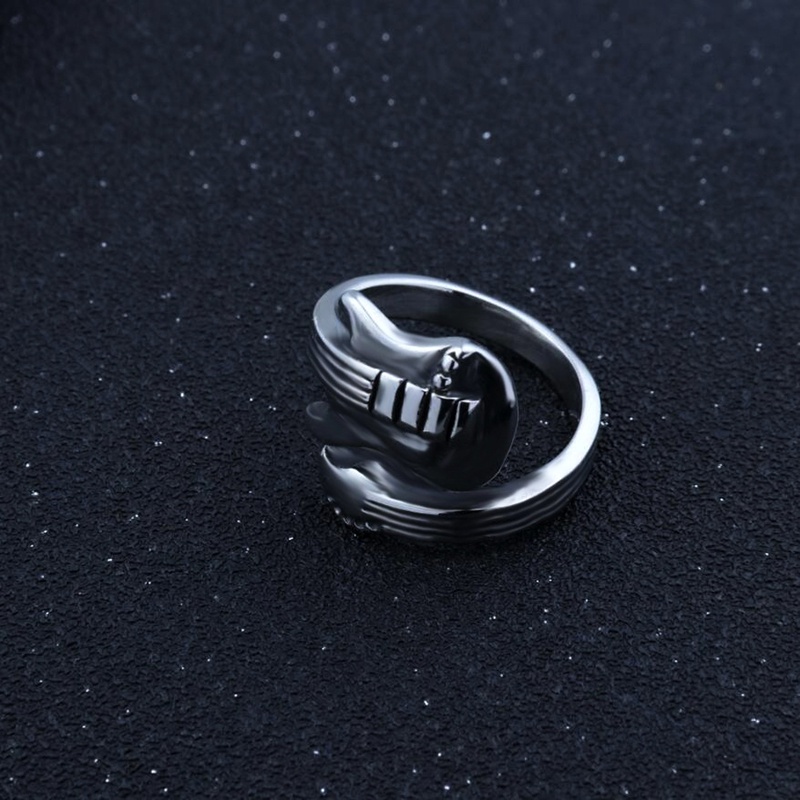 Cincin Adjustable Desain Gitar Musik Rock Gaya Retro Untuk Pria Dan Wanita