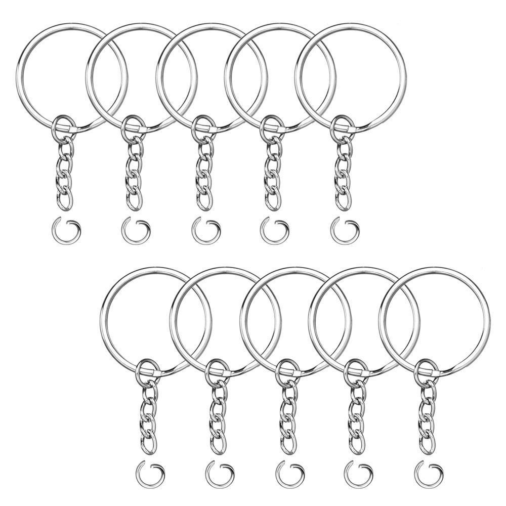 R-flower 10/20Pcs Gantungan Kunci Silver Liontin Split Ring Key Holder Rings