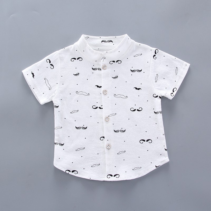 (6Bln-3Thn) COD Setelan Kemeja Anak Laki-Laki / Set Baju Kemeja Anak Import / Setelan Kemeja Anak Import - Motif Kumis KB13