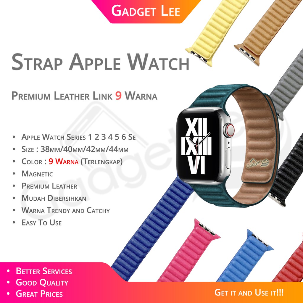 Strap Apple Watch Leather Link Magnetic Loop Sport Band Tali Jam Apple iWatch 38mm/40mm/41mm/42mm/44mm/45mm/49mm