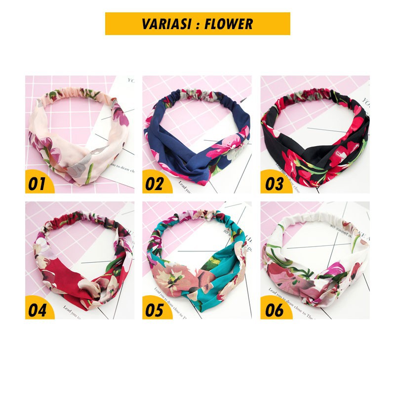 SIMPLE HEADBAND FASHION BANDANA WANITA MODEL SIMPUL KAIN MOTIF ALA KOREA HA001 HA002 HA003