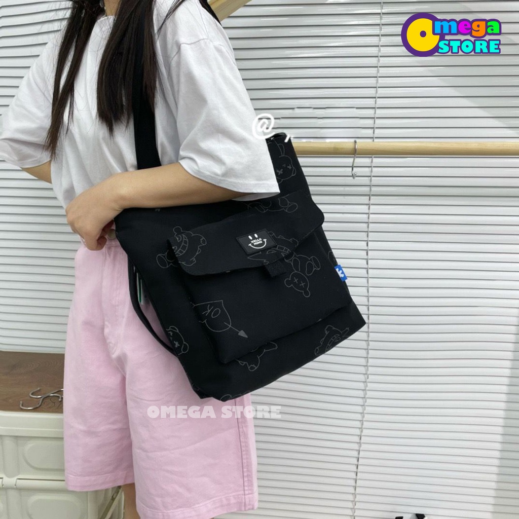 [O&amp;S] Totebag Resleting Wanita Motif Lucu Tas Jinjing Sekolah Perempuan Korea Fashion-OS254