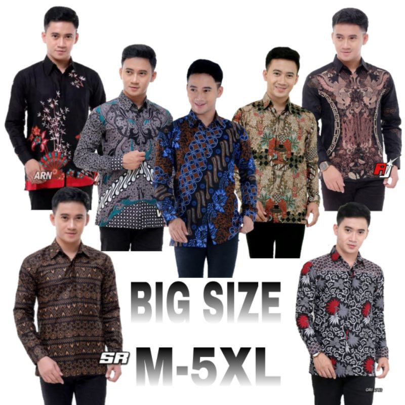 Kemeja batik lengan panjang size M L XL XXL 3XL 4XL 5XL