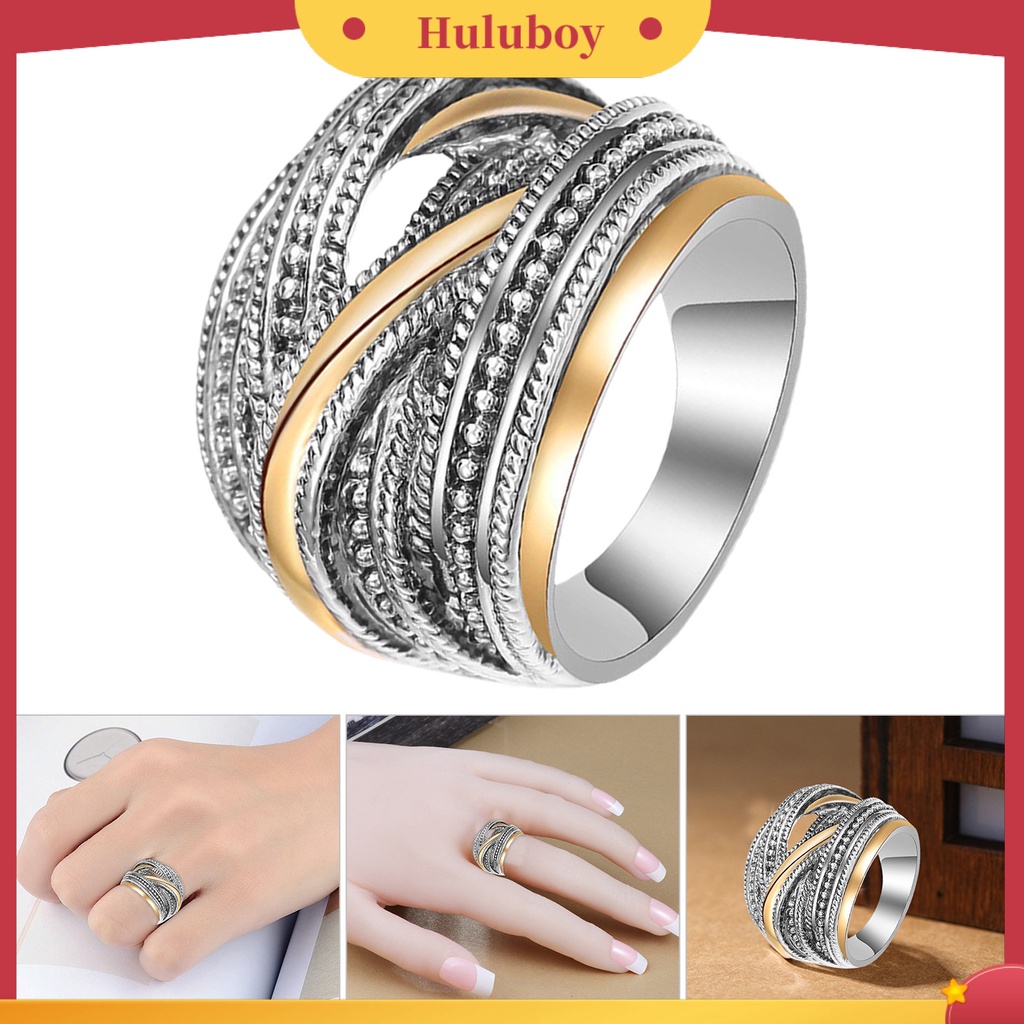 Hu Hu Hu Hu Hu Alat Bantu Pasang Kacamata♡ Cincin Antik Bentuk Geometri Bahan Alloy Untuk Wanita