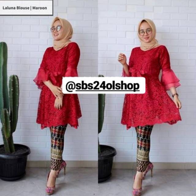 Atasan blouse - atasan brukat - rok plisket - set undangan - kebaya modern - set wisuda - kebaya