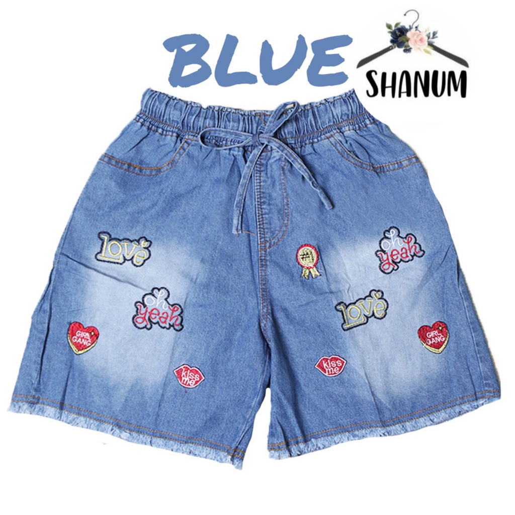 SHORT PANTS/HOTPANS JEANS/ CELANA PENDEK WANITA 3/4  Bordir Motif Jeans Wanita Dewasa Karet Melingkar