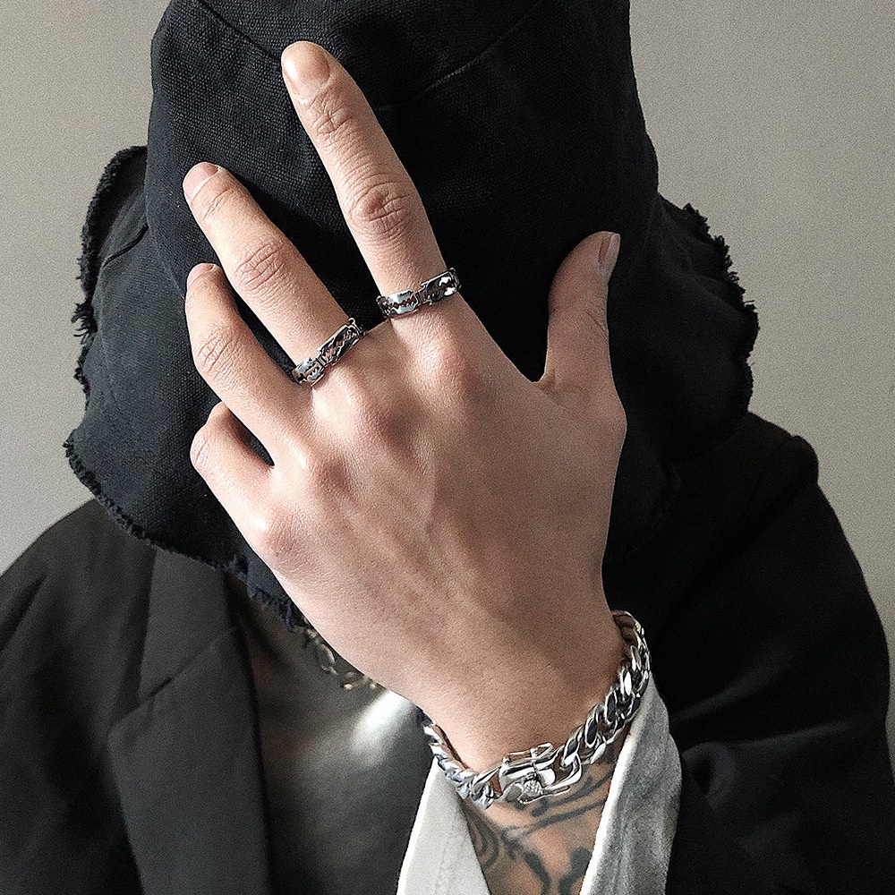 Charm Stainless Steel Hip Hop Bladed Ring Fashion Punk Rock Warna Perak Cincin Pasangan Kekasih Rings Untuk Pria Dan Wanita Ring