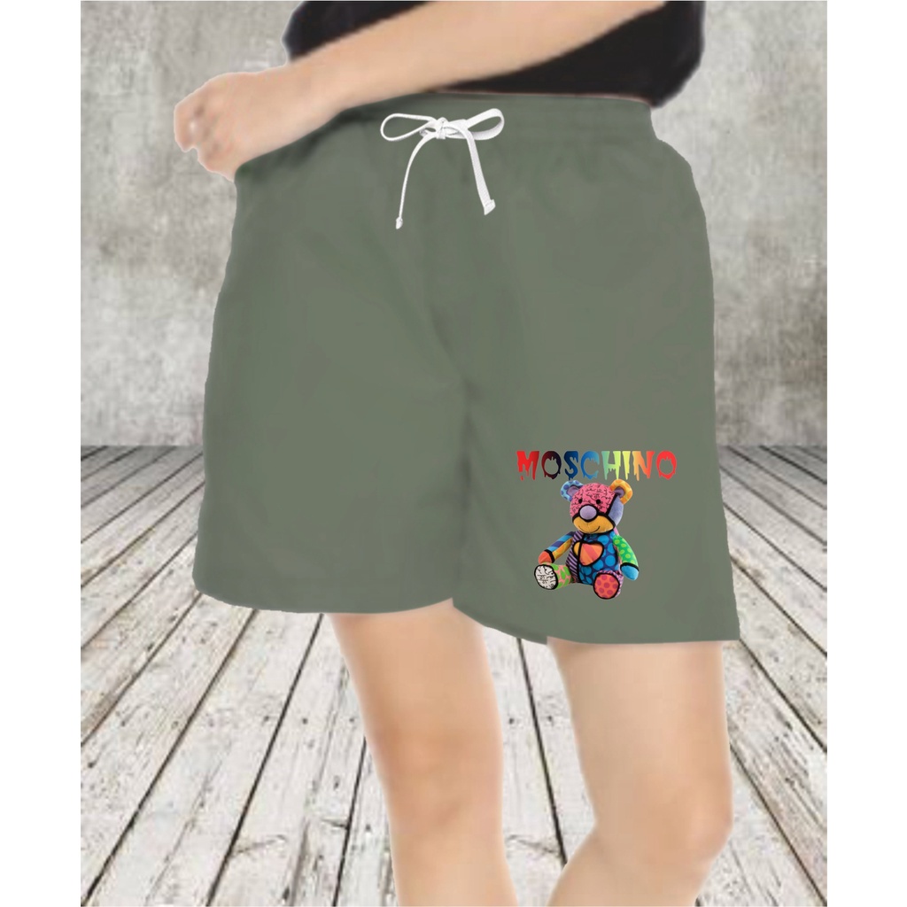 Celana Pendek Santai Wanita / Hot Pants Bahan Katun Dewasa Rainbow Bear