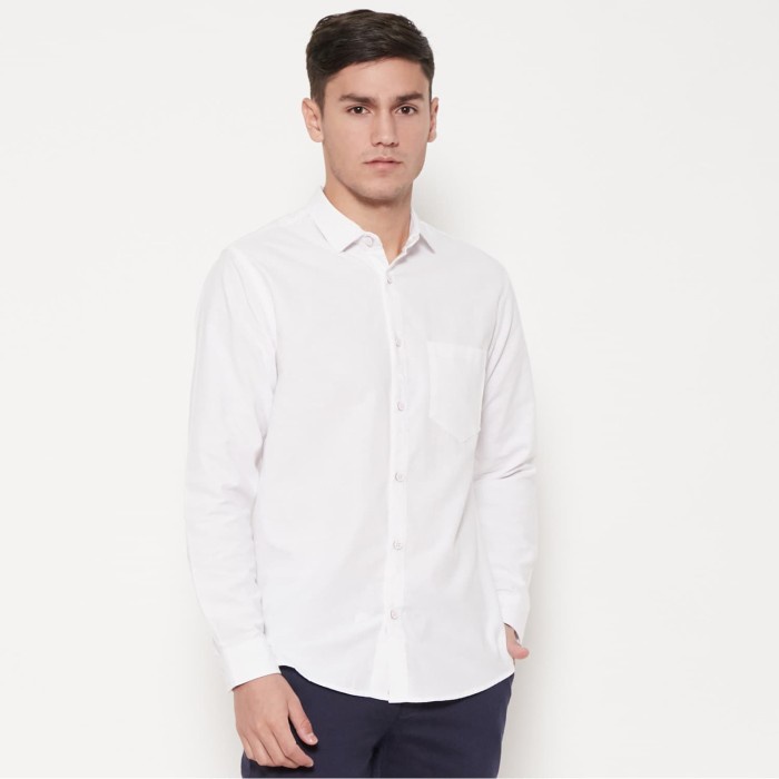 M231 Kemeja Pria Basic Warna Putih 1468A - S