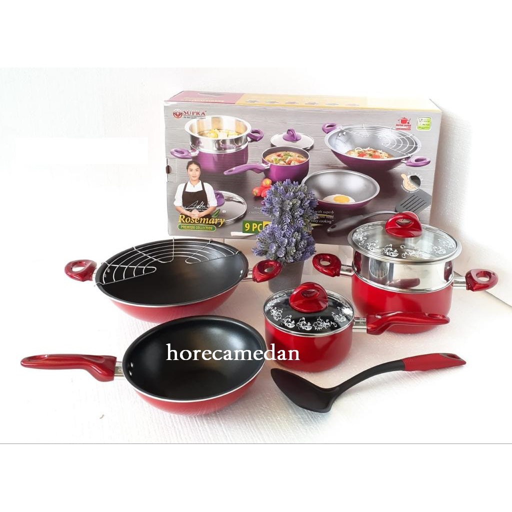 Panci set Teflon Supra Rosemary Cookware 9pc by chef renatta