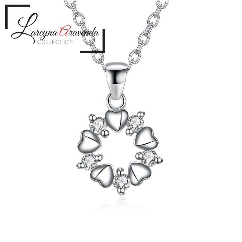 Kalung Liontin Wanita Model Bunga Love Kristal Crystal Swarovski KL076