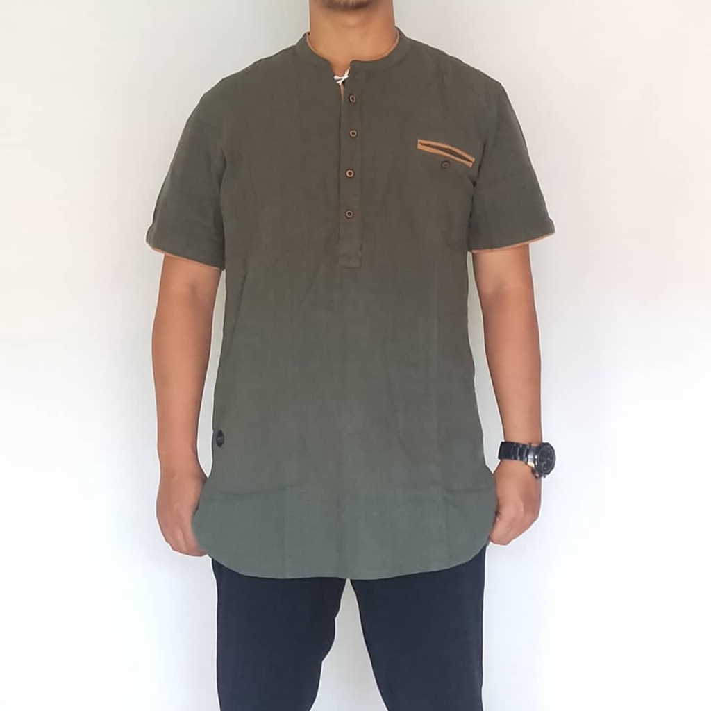 Termurah Kemeja Koko Kurta Kemko Distro Leafy Hijau
