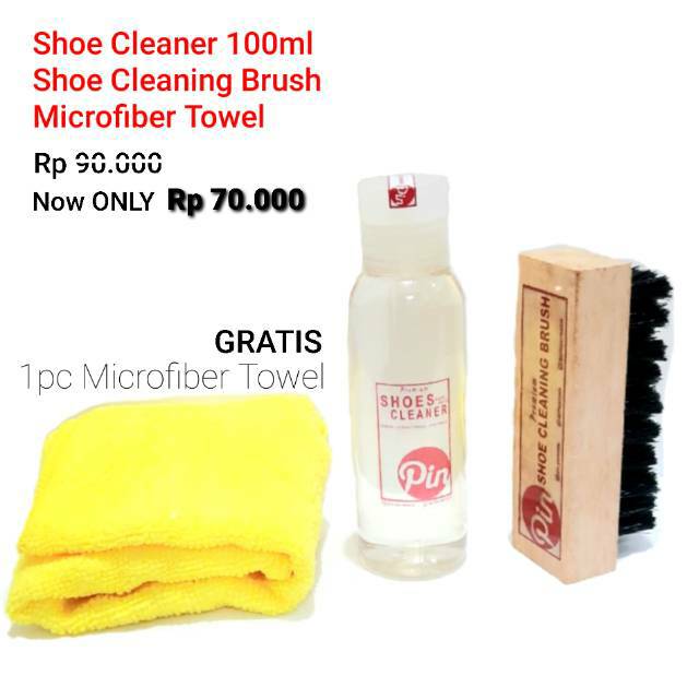 SHOES CLEANER 100 ml + SHOE CLEANING BRUSH + FREE MICROFIBER SHOE CLEANER PEMBERSIH SEPATU TERLARIS