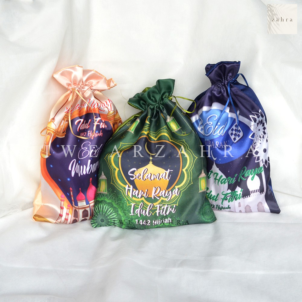 POUCH PRINTING - Custom Kantong Serut Souvenir Hampers Hantaran Packaging Satin Tas String Bag