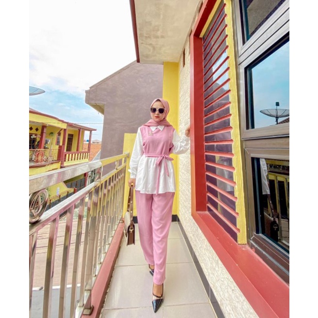 One set Syakila import setelan celana rompi mewah