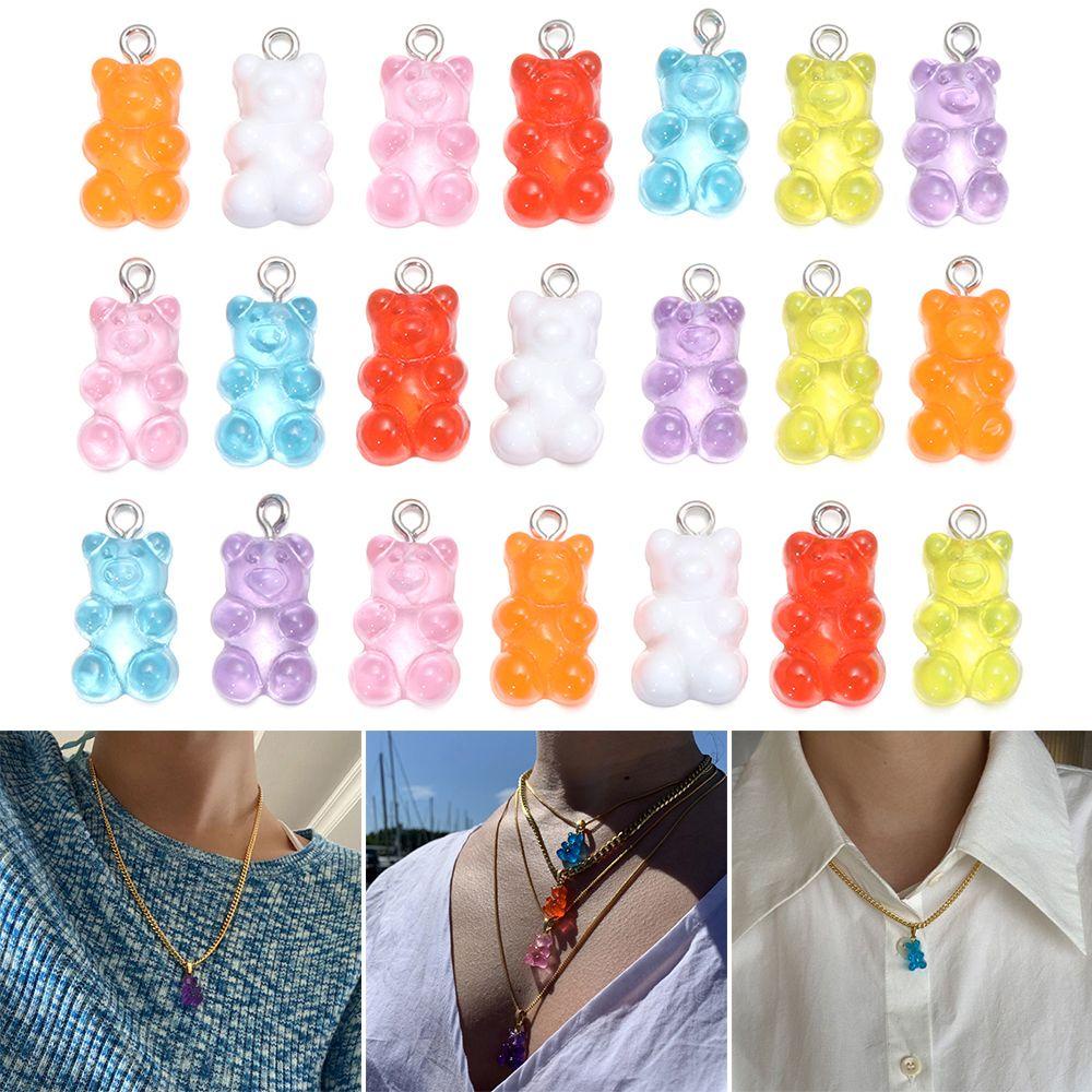 PINEAPPLE 10 / 50PCS Necklace Pendants DIY Making Fashion Mix Colorful Resin Gummy Bear