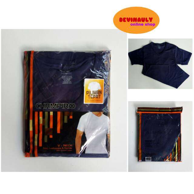 CHAMPIRO C.3112-C V-NECK KAOS OBLONG PRIA WARNA GELAP