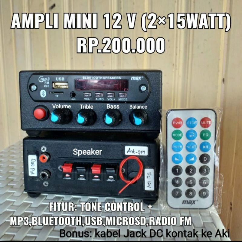 AMPLI MINI 12V MP3 BLUETOOTH TONE STERIO