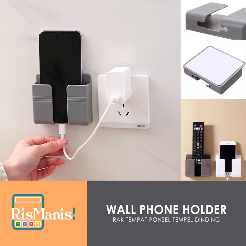 WALL PHONE HOLDER - Rak Tempat HP Tempel Dinding Organizer Handphone Dudukan Remote TV AC Charger