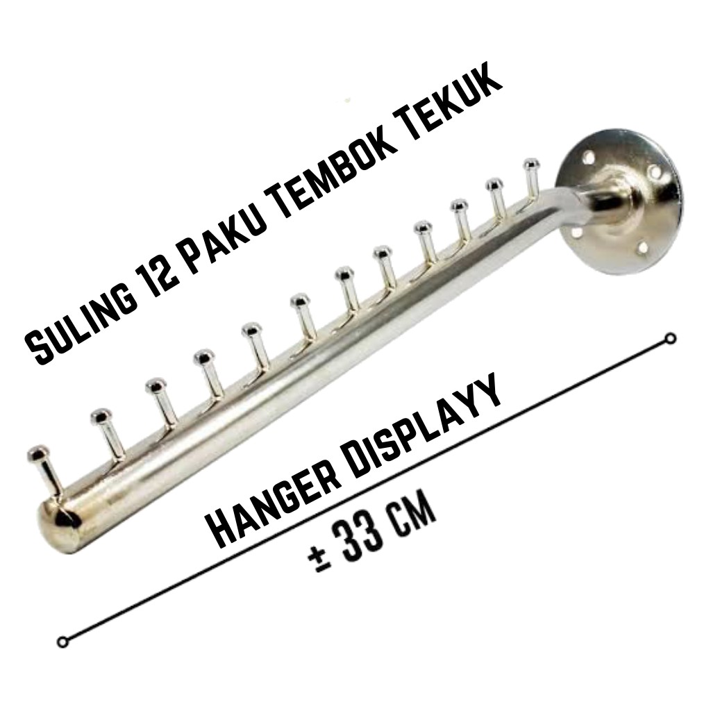 Hanger Suling Tempel Tembok 12 Titik Gantungan Baju Display Toko Gantungan Baju Dinding Distro Laundry Butik