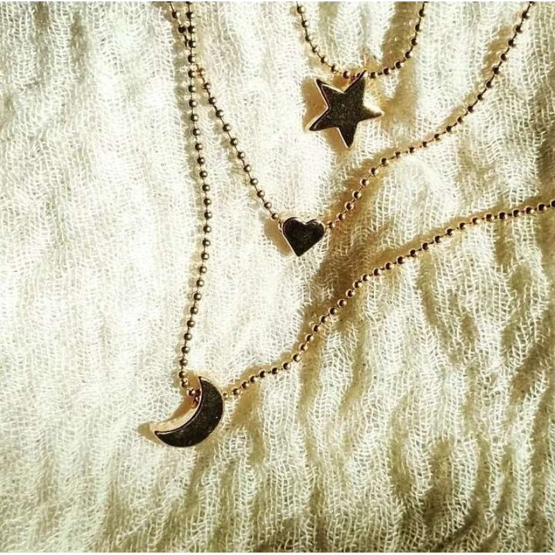 kalung emas bulan bintang hati | gold necklace
