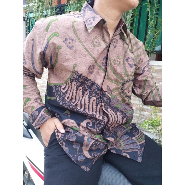 batik hijau LINTANG kemeja batik pria lengan panjang terbaru ORIGINAL BY SM BATIK